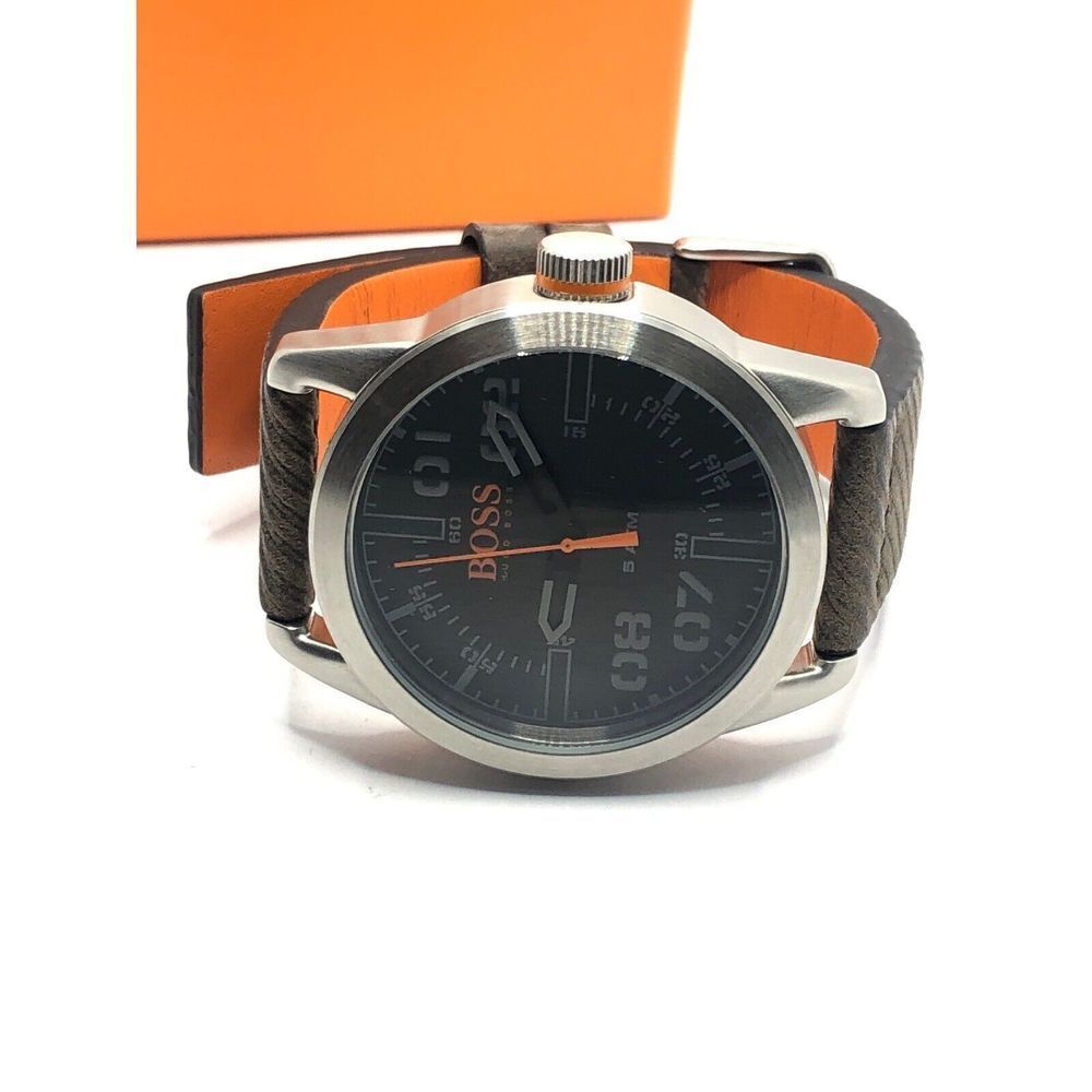Hugo Boss HB.291.1.14.184 Unisex Brown Leather Analog Black Dial Watch HK480 - Picture 6 of 10